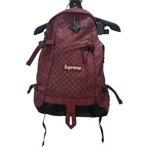 Supreme Checkerboard Damier Backpack – Burgundy – Used Good w/ min damage